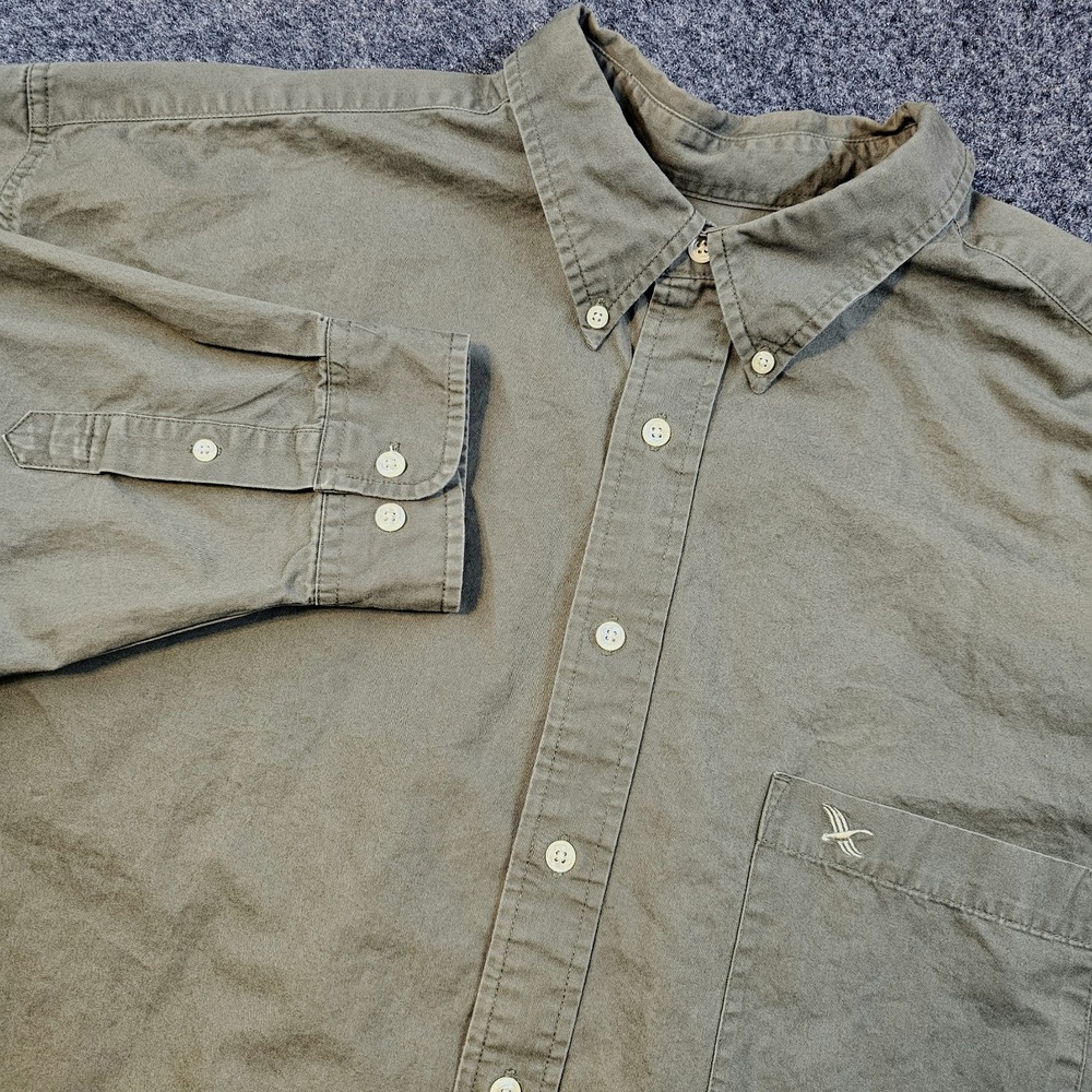 Eddie Bauer Mens XXL Tall Green Button Front Long Sleeve Shirt 100% Cotton 2XLT‎